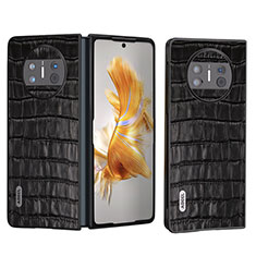 Huawei Mate X5用ハイブリットバンパーケース 高級感 手触り良いレザー柄 兼プラスチック B07H ファーウェイ ブラック