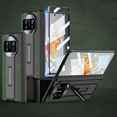 Huawei Mate X5用ハイブリットバンパーケース 高級感 手触り良いレザー柄 兼プラスチック B10H ファーウェイ グリーン