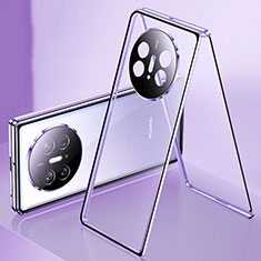 Huawei Mate X5用ケース 高級感 手触り良い アルミメタル 製の金属製 360度 フルカバーバンパー 鏡面 カバー ファーウェイ パープル