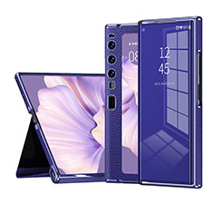 Huawei Mate Xs 2用手帳型 レザーケース スタンド カバー ZL2 ファーウェイ ネイビー
