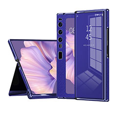Huawei Mate Xs 2用手帳型 レザーケース スタンド カバー ZL3 ファーウェイ ネイビー