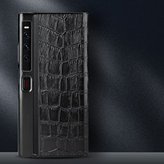 Huawei Mate Xs 2用ハイブリットバンパーケース 高級感 手触り良いレザー柄 兼プラスチック DL2 ファーウェイ ブラック
