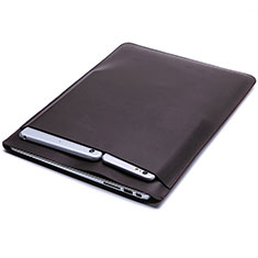 Huawei Matebook D14 (2020)用高品質ソフトレザーポーチバッグ ケース イヤホンを指したまま L01 ファーウェイ ブラウン