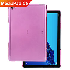 Huawei MediaPad C5 10 10.1 BZT-W09 AL00用極薄ソフトケース シリコンケース 耐衝撃 全面保護 クリア透明 ファーウェイ ピンク