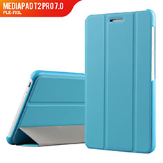 Huawei MediaPad T2 Pro 7.0 PLE-703L用手帳型 レザーケース スタンド ファーウェイ ブルー