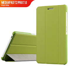 Huawei MediaPad T2 Pro 7.0 PLE-703L用手帳型 レザーケース スタンド ファーウェイ グリーン