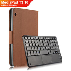 Huawei MediaPad T3 10 AGS-L09 AGS-W09用手帳型 レザーケース スタンド アンド キーボード ファーウェイ ブラウン