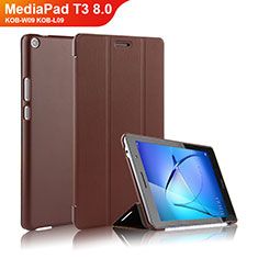 Huawei MediaPad T3 8.0 KOB-W09 KOB-L09用手帳型 レザーケース スタンド ファーウェイ ブラウン