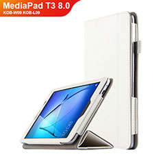 Huawei MediaPad T3 8.0 KOB-W09 KOB-L09用手帳型 レザーケース スタンド L01 ファーウェイ ホワイト