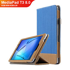 Huawei MediaPad T3 8.0 KOB-W09 KOB-L09用手帳型 レザーケース スタンド L03 ファーウェイ ネイビー