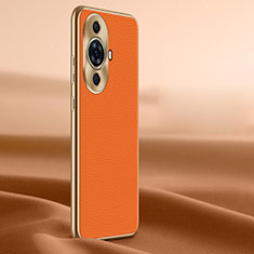 Huawei Nova 11 Pro用ケース 高級感 手触り良いレザー柄 JB2 ファーウェイ オレンジ