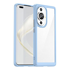 Huawei Nova 11 Pro用ハイブリットバンパーケース クリア透明 プラスチック カバー J01S ファーウェイ ブルー