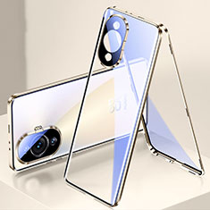Huawei Nova 11 Pro用ケース 高級感 手触り良い アルミメタル 製の金属製 360度 フルカバーバンパー 鏡面 カバー ファーウェイ ゴールド