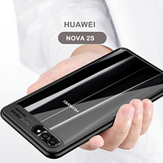 Huawei Nova 2S用ハイブリットバンパーケース クリア透明 プラスチック 鏡面 ファーウェイ ブラック