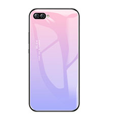 Huawei Nova 2S用ハイブリットバンパーケース プラスチック 鏡面 虹 グラデーション 勾配色 カバー ファーウェイ パープル