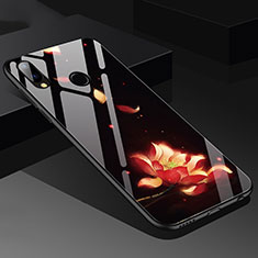 Huawei Nova 3e用ハイブリットバンパーケース プラスチック 鏡面 花 ファーウェイ オレンジ