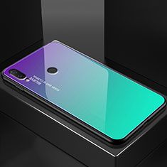 Huawei Nova 3e用ハイブリットバンパーケース プラスチック 鏡面 虹 グラデーション 勾配色 カバー ファーウェイ グリーン