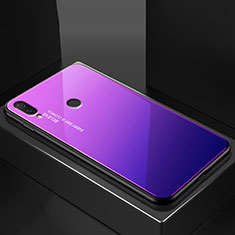 Huawei Nova 3e用ハイブリットバンパーケース プラスチック 鏡面 虹 グラデーション 勾配色 カバー ファーウェイ ネイビー