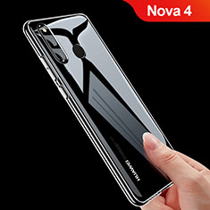 Huawei Nova 4用極薄ソフトケース シリコンケース 耐衝撃 全面保護 クリア透明 T07 ファーウェイ クリア
