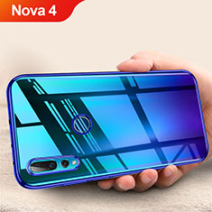 Huawei Nova 4用極薄ソフトケース シリコンケース 耐衝撃 全面保護 クリア透明 T11 ファーウェイ ネイビー