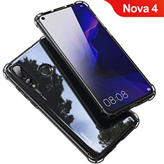 Huawei Nova 4用極薄ソフトケース シリコンケース 耐衝撃 全面保護 クリア透明 H03 ファーウェイ グレー