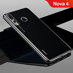 Huawei Nova 4用極薄ソフトケース シリコンケース 耐衝撃 全面保護 クリア透明 H04 ファーウェイ ブラック