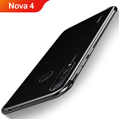 Huawei Nova 4用極薄ソフトケース シリコンケース 耐衝撃 全面保護 クリア透明 H06 ファーウェイ ブラック