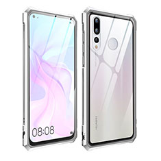 Huawei Nova 4用ケース 高級感 手触り良い アルミメタル 製の金属製 バンパー 鏡面 カバー ファーウェイ シルバー