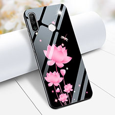 Huawei Nova 4e用ハイブリットバンパーケース プラスチック 鏡面 花 ファーウェイ ピンク