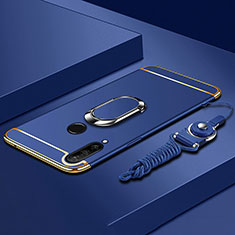 Huawei Nova 4e用ケース 高級感 手触り良い メタル兼プラスチック バンパー アンド指輪 T01 ファーウェイ ネイビー