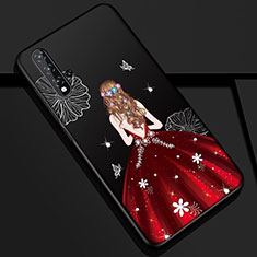 Huawei Nova 5用シリコンケース ソフトタッチラバー バタフライ ドレスガール ドレス少女 カバー S01 ファーウェイ レッド・ブラック