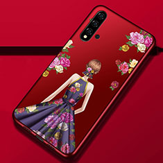 Huawei Nova 5用シリコンケース ソフトタッチラバー バタフライ ドレスガール ドレス少女 カバー S02 ファーウェイ パープル