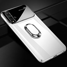 Huawei Nova 5用ハードケース プラスチック 質感もマット アンド指輪 マグネット式 P01 ファーウェイ ホワイト
