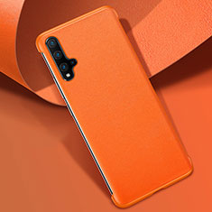 Huawei Nova 5 Pro用ケース 高級感 手触り良いレザー柄 R08 ファーウェイ オレンジ