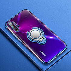 Huawei Nova 5 Pro用極薄ソフトケース シリコンケース 耐衝撃 全面保護 クリア透明 アンド指輪 マグネット式 C03 ファーウェイ ネイビー