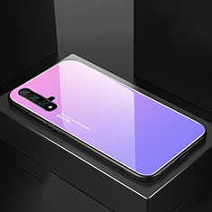 Huawei Nova 5 Pro用ハイブリットバンパーケース プラスチック 鏡面 虹 グラデーション 勾配色 カバー ファーウェイ ピンク