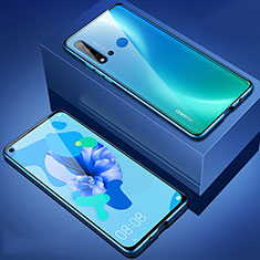 Huawei Nova 5i用ケース 高級感 手触り良い アルミメタル 製の金属製 360度 フルカバーバンパー 鏡面 カバー T05 ファーウェイ ネイビー