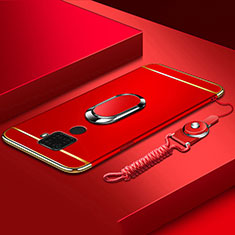 Huawei Nova 5i Pro用ケース 高級感 手触り良い メタル兼プラスチック バンパー アンド指輪 A01 ファーウェイ レッド