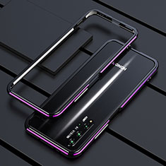 Huawei Nova 5T用ケース 高級感 手触り良い アルミメタル 製の金属製 バンパー カバー T01 ファーウェイ パープル