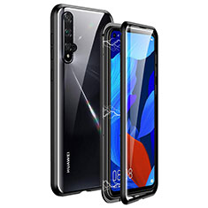 Huawei Nova 5T用ケース 高級感 手触り良い アルミメタル 製の金属製 360度 フルカバーバンパー 鏡面 カバー T11 ファーウェイ ブラック