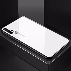 Huawei Nova 5T用ハイブリットバンパーケース プラスチック 鏡面 虹 グラデーション 勾配色 カバー H01 ファーウェイ ホワイト