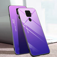 Huawei Nova 5z用ハイブリットバンパーケース プラスチック 鏡面 虹 グラデーション 勾配色 カバー ファーウェイ パープル