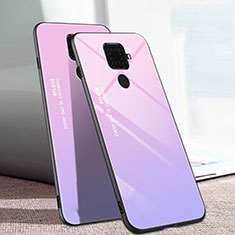 Huawei Nova 5z用ハイブリットバンパーケース プラスチック 鏡面 虹 グラデーション 勾配色 カバー ファーウェイ ピンク