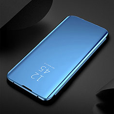 Huawei Nova 6 5G用手帳型 レザーケース スタンド 鏡面 カバー ファーウェイ ブルー
