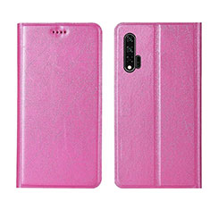 Huawei Nova 6用手帳型 レザーケース スタンド カバー T04 ファーウェイ ピンク