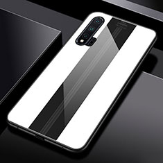 Huawei Nova 6用ハイブリットバンパーケース プラスチック 鏡面 カバー T01 ファーウェイ ホワイト