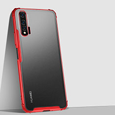 Huawei Nova 6用ハイブリットバンパーケース クリア透明 プラスチック 鏡面 カバー H02 ファーウェイ レッド