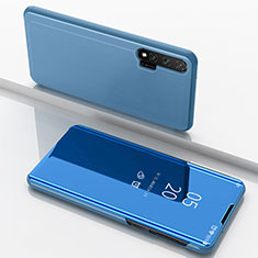 Huawei Nova 6用手帳型 レザーケース スタンド 鏡面 カバー L02 ファーウェイ ブルー
