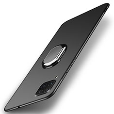 Huawei Nova 6 SE用ハードケース プラスチック 質感もマット アンド指輪 マグネット式 P01 ファーウェイ ブラック