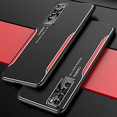Huawei Nova 7 5G用ケース 高級感 手触り良い アルミメタル 製の金属製 カバー M01 ファーウェイ レッド